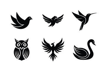 Bird Logo Icons Set – Vector Illustrations for Branding