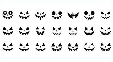 Obraz premium Angry and funny Halloween pumpkin faces vector icons 