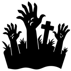 Zombie hands from a graveyard scene for Halloween. Perfect for spooky crafts, t-shirts, and event graphics.