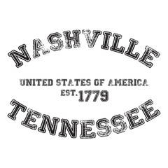 vintage college varsity tennessee's nashville city slogan emblem print with grunge effect for graphic tee t shirt or sweatshirt - vector