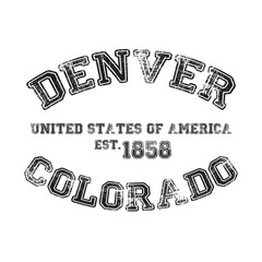 Obraz premium vintage college varsity colorado's denver city slogan emblem print with grunge effect for graphic tee t shirt or sweatshirt - vector