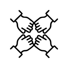 Obraz premium Teamwork hands joining together in unity, icon, vector
