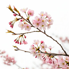 Fototapeta premium Sakura Branch with Cherry Blossoms isolated on white background