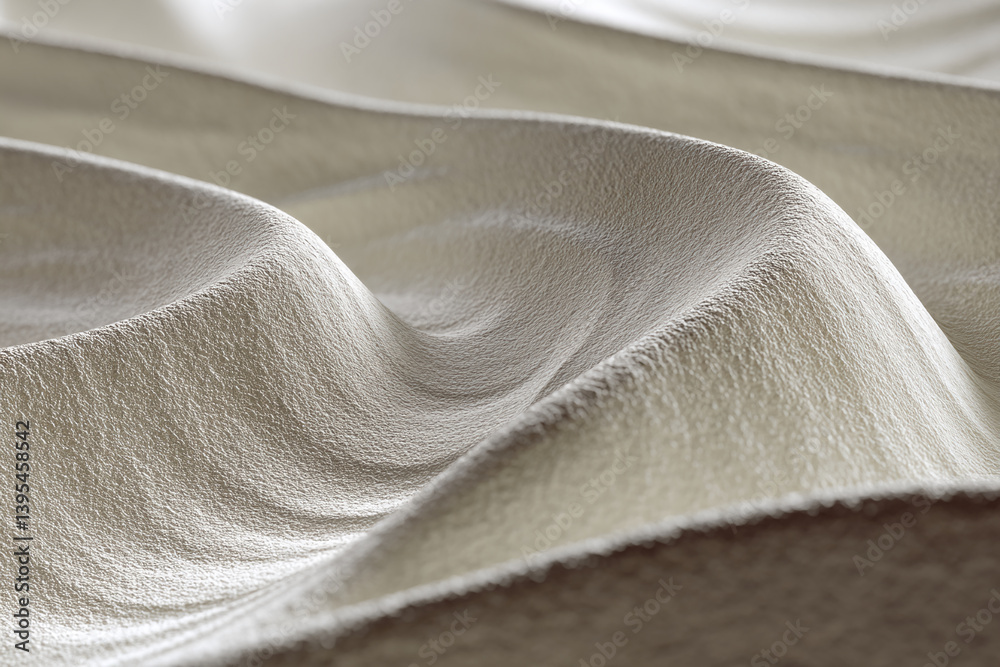 Poster soft beige fabric texture with subtle waves, creating a smooth and calming visual effect, representi
