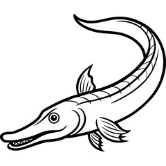 Line art collection of aquatic and wetland creatures, featuring elegant and minimal illustrations of fish, amphibians, birds, and aquatic animals. Perfect for nature-themed designs, educational materi