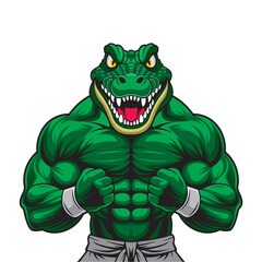 crocodile mascot vector illustration muscular crocodile design