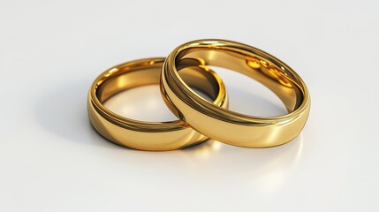 Elegant Gold Wedding Rings Isolated on White Background - Symbol of Love and Commitment for Engagement and Marriage