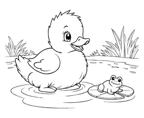 cute kawaii Duckling coloring page