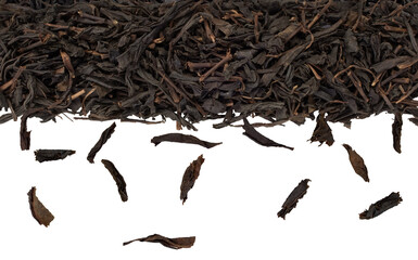 Closeup of dried tea leaves Isolation on transparent background