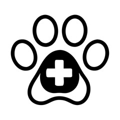 Animal Paw with Medical Cross Icon Design