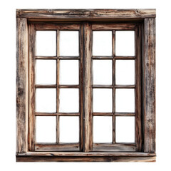 Vintage Wooden Window on transparent background