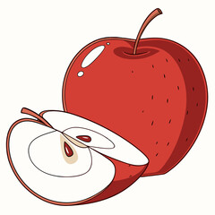 red apple on white background