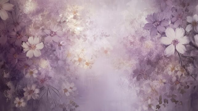 grunge floral background purple