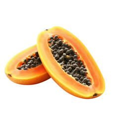 Papaya Isolated On Transparent Background, ideal for tropical fruit and healthy food designs