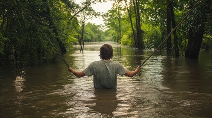 Flooded forest person nature