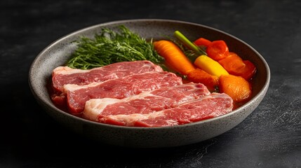 Raw Lamb Chops with Carrots and Dill Marinade