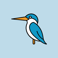 Kingfisher Bird Icon Vector Elegant Line Art Illustrations for Nature Inspired Designs