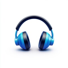 Blue and Black Over Ear Headphones on White Background