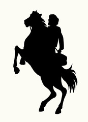 Vector drawing. Man on the horse