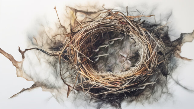 bird nest on white background