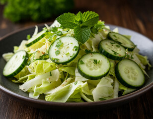 Fresh cabbage and cucumber salad, generated by AI