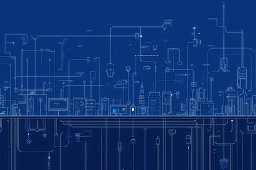 Fototapeta premium Abstract Technology Blueprint with Connected Lines and Shapes