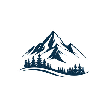 mountain silhouette logo vector line art logo design
