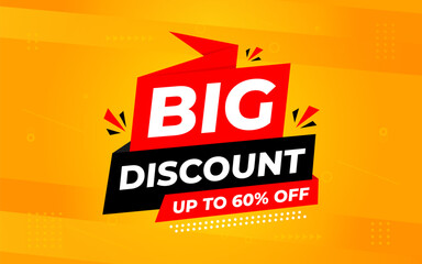 Big Discounts sale banner vector template. Discount banner. Sale label and discounts background, Discount Promotion marketing poster design for web and Social. Vector Illustration.