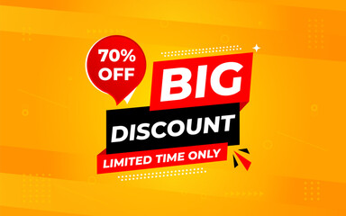 Fototapeta premium Big Discounts sale banner vector template. Discount banner. Sale label and discounts background, Discount Promotion marketing poster design for web and Social. Vector Illustration.