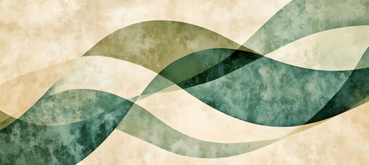 Dull green and beige abstract background with gentle geometric curves 