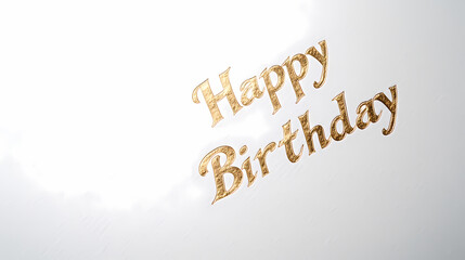 Gold Happy Birthday message, white background, celebration card