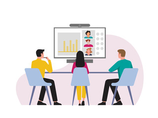 virtual meeting video call flat illustration