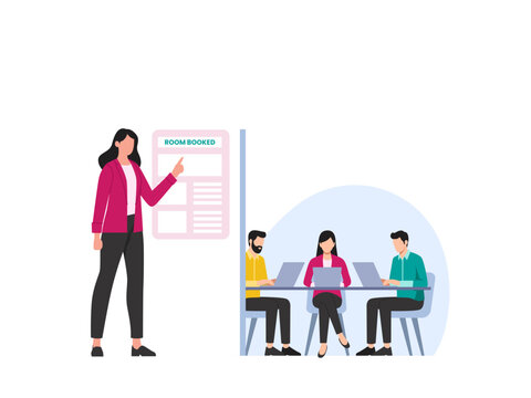 interdepartment project discussion flat illustration
