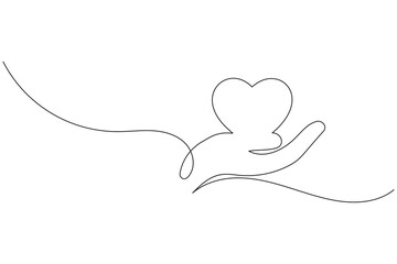 Heart shape one line drawing minimalist continuous line vector icon