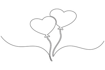 Heart shape one line drawing minimalist continuous line vector icon