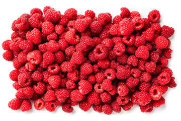 Raspberry fruit background, texture. Top view
