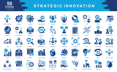 Strategic Innovation icon collection set. Simple color fill vector illustration.