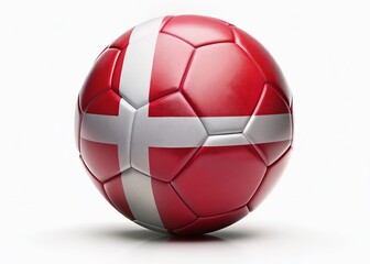 Naklejka premium Danish Flag Painted Football, High-Resolution Sports Image, Isolated Background