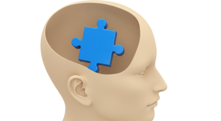 Isolated Brain with Jigsaw Puzzle Piece