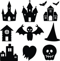  A Set of Halloween Silhouette icons 