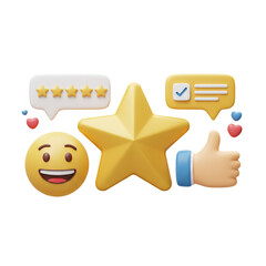 Customer Feedback with Star Rating, and 3D Rendering.