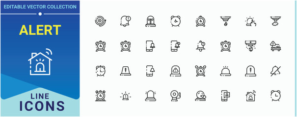Alert modern icon. Contains outline symbols like timer, notification, clock, watch and more. Alarm line icon. Expanded stroke icons. Vector illustration.