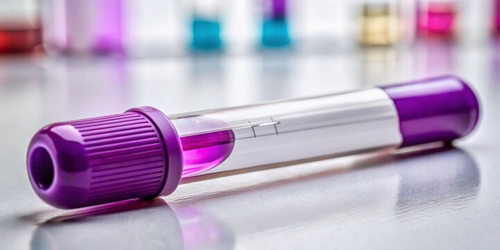 Empty Purple EDTA Blood Collection Tube - Medical Test Sample Container