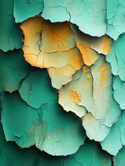 Obraz premium Cracked Teal and Orange Peeling Paint Abstract Texture
