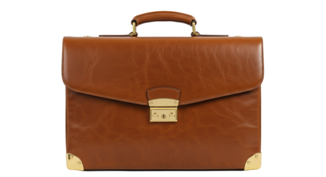 Isolated leather briefcase on white background
