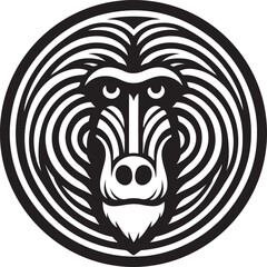 Baboon Face Concentric Circles Logo Vector