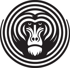 Baboon Face Concentric Circles Logo Vector