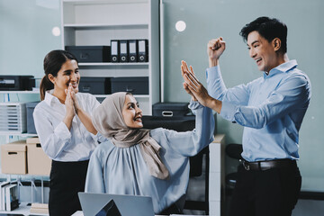 business meeting businesswoman woman office entrepreneur presentation success applause applauding...