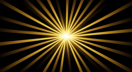 Radiant golden sunburst emanating from the center against a black background