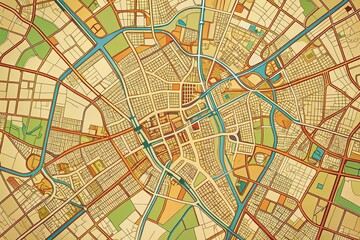 Fototapeta premium Hand-Drawn Chelmsford, England Street Map: Detailed Urban Road Network Navigation Guide